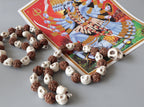 Om Kali Shiva Mala: Rudraksha, Howlite & Skull Prayer Beads