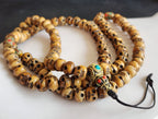 Tibetan Skull Bead Mala Necklace: Hand-Carved Bone Prayer Beads