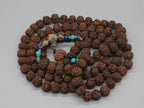 Tibetan Rudraksha Mala: Chakra Stone Japa Mala, 108 Beads