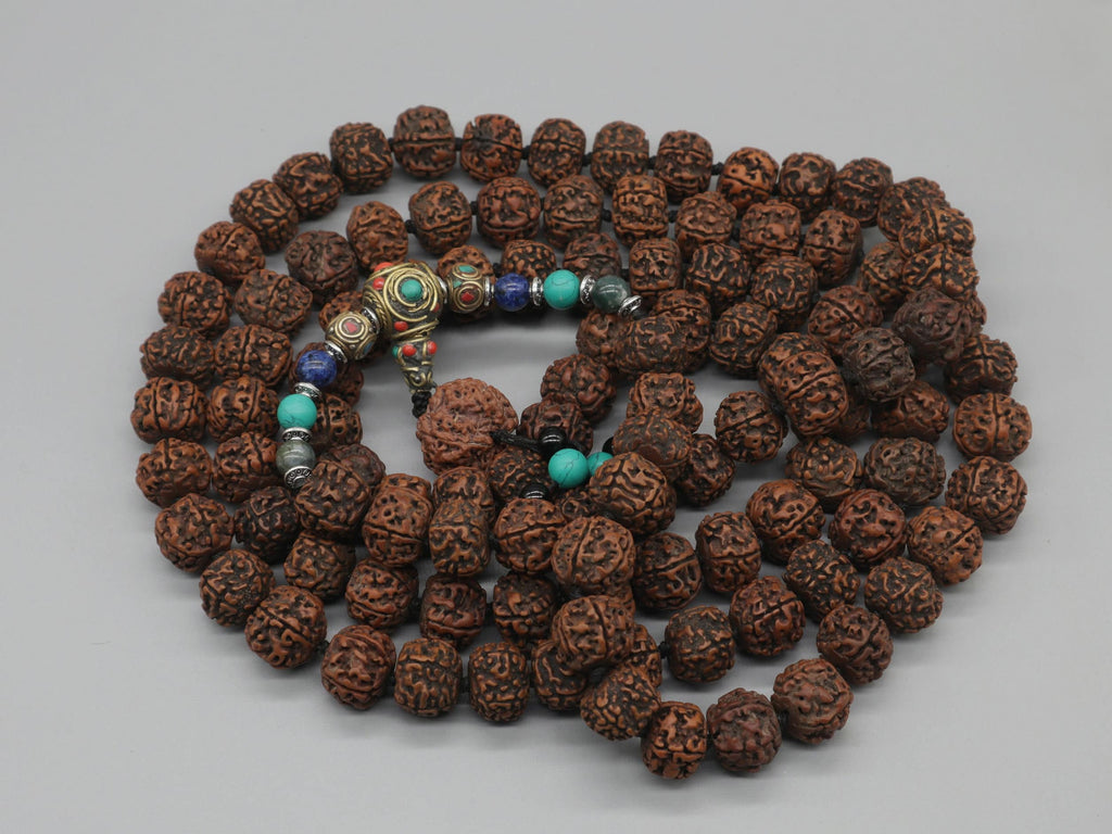 Tibetan Rudraksha Necklace With Natural Stones Spiritual Protection Jewelry