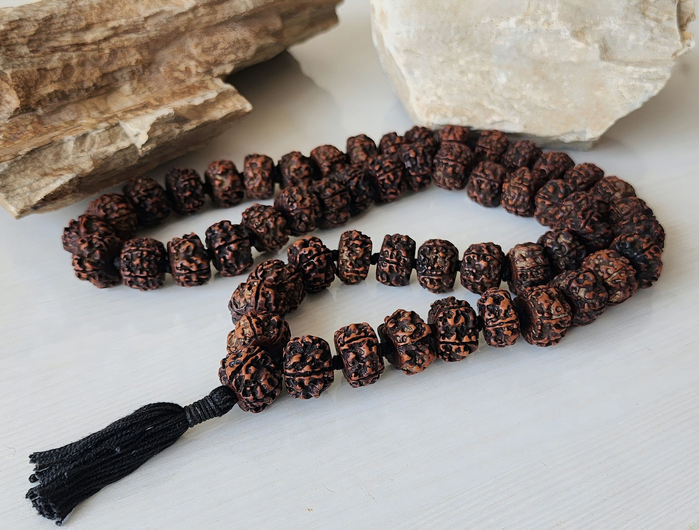 Tibetan Rudraksha Mala: 54/108 Japa Prayer Beads, Buddhist Meditation Gift