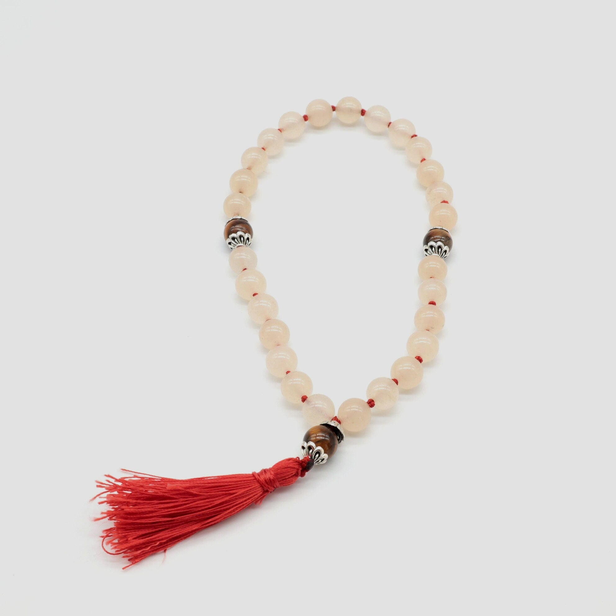 Rose Quartz Tiger Eye Pocket Mala: 27 Bead Meditation Beads