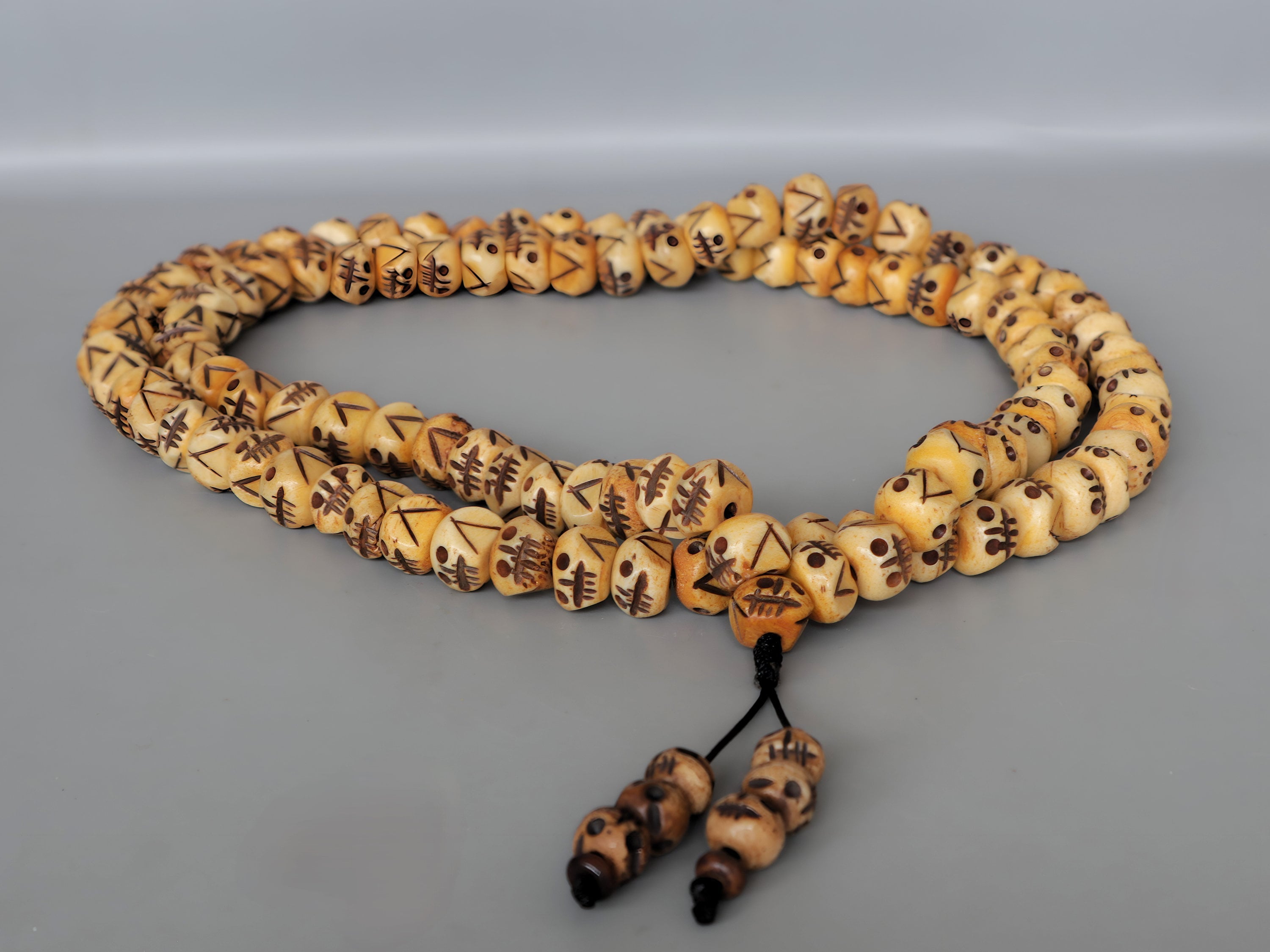 Tibetan Bone Hand Carved Prayer Beads Mala