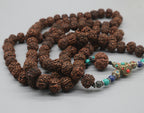Tibetan Rudraksha Mala: Chakra Stone Japa Mala, 108 Beads