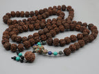 Tibetan Rudraksha Mala: Chakra Stone Japa Mala, 108 Beads