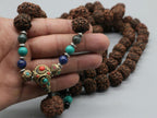 Tibetan Rudraksha Mala: Chakra Stone Japa Mala, 108 Beads