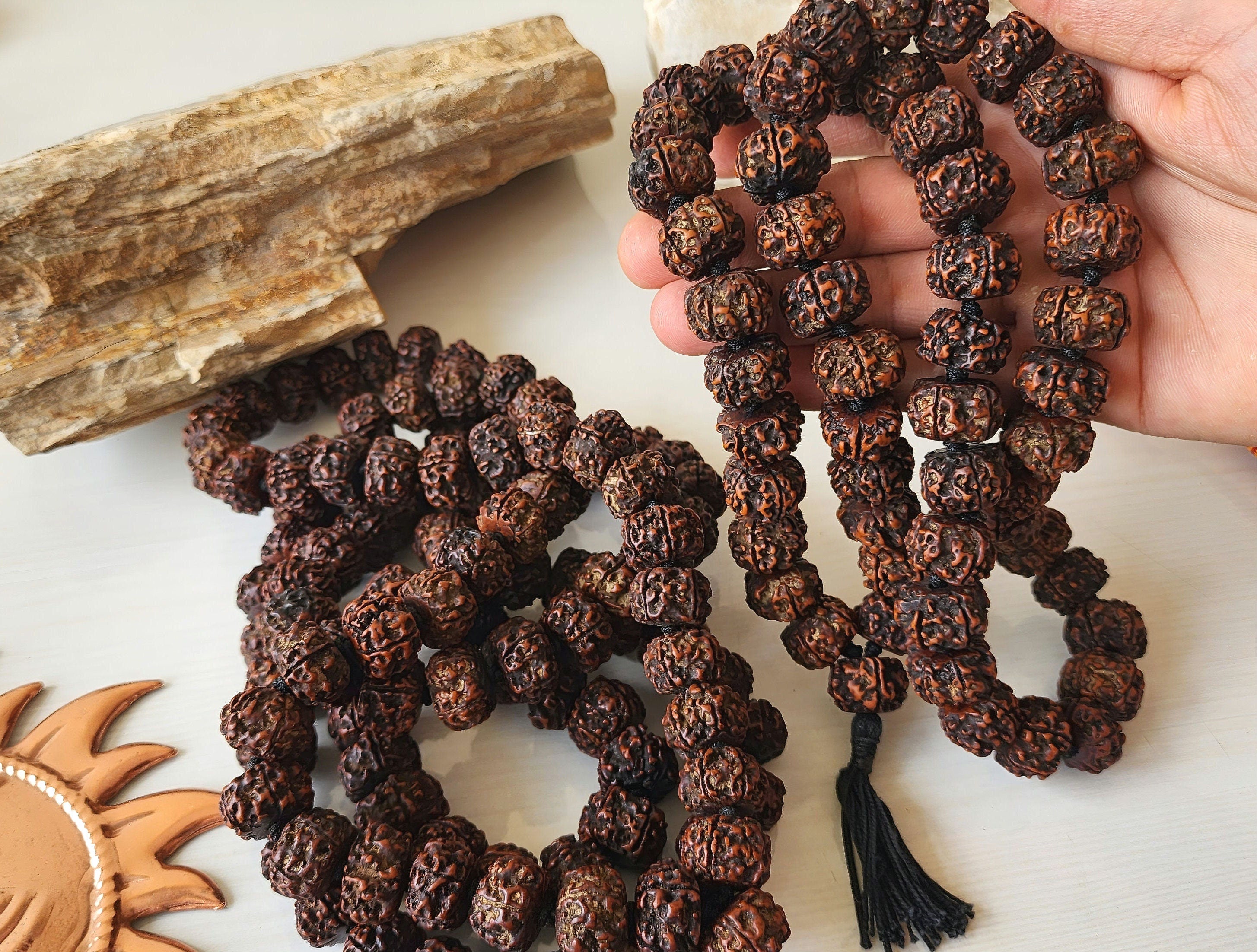 Tibetan Rudraksha Mala: 54/108 Japa Prayer Beads, Buddhist Meditation Gift