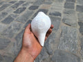 White Sankha, Hand Carved Flower Design Conch Shell For Purity And Divine Energy