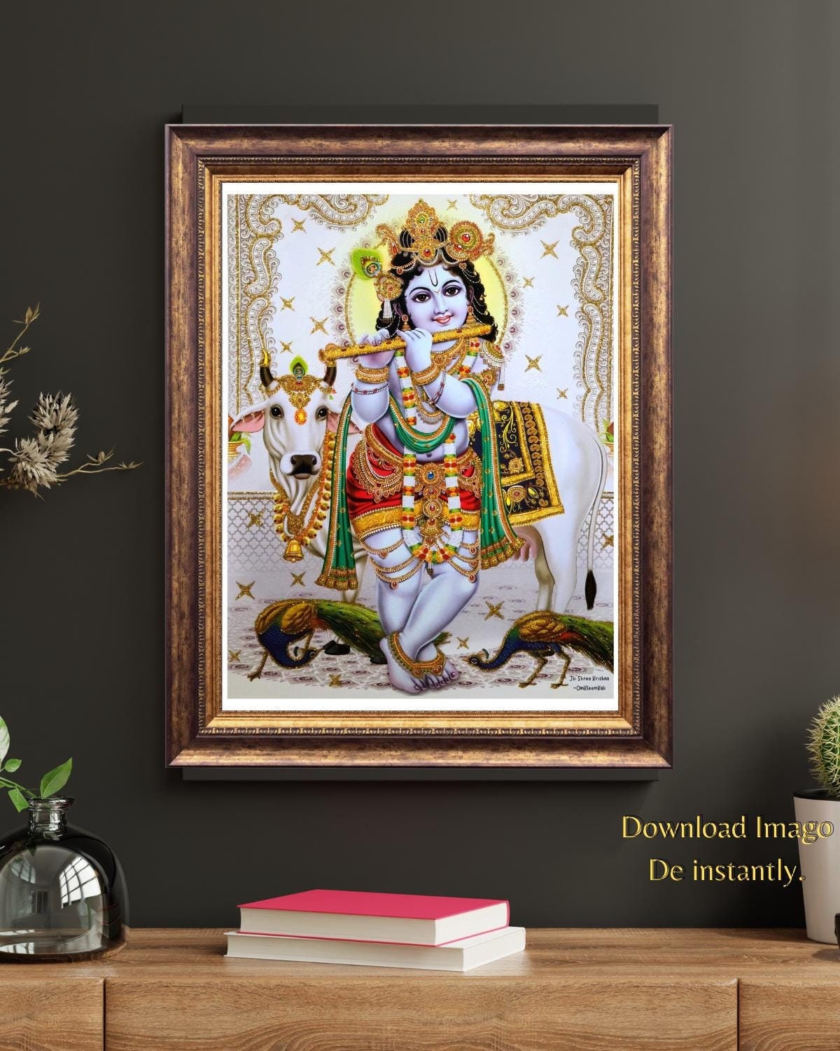 Lord Krishna Printable Art: Hindu Spiritual Home Decor (Digital Download)