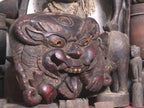 Vintage Tibetan Cheppu Mask: Hand-Carved Peepal Wood Guardian