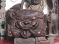 Vintage Tibetan Cheppu Mask: Hand-Carved Peepal Wood Guardian