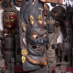 Vintage 50 Years Old Bhairav Mask, Large Antique Wood Mask, Tibetan Artistry