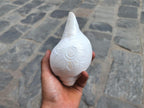White Sankha, Hand Carved Flower Design Conch Shell For Purity And Divine Energy