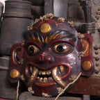Handcrafted Metal Lakhe Mask: Nepalese Spiritual Art, Home Decor (12x14 Inches)