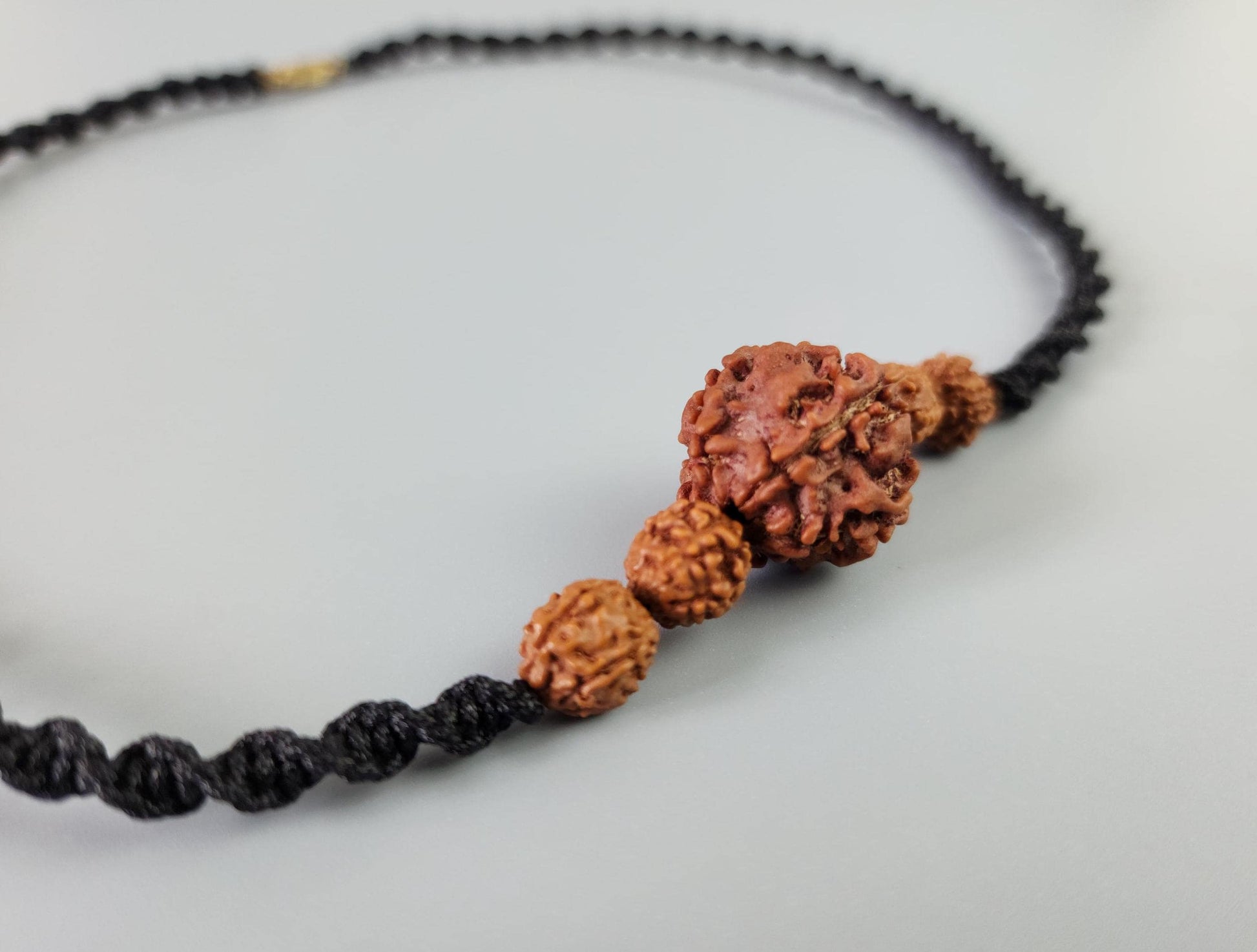 Minimalist Five Face Rudraksha Mala, Hand Knotted Necklace With Natural Nepalese Rudraksha, Large 22mm Beads