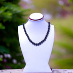 Hand Knotted Gemstone Necklace and Bracelet Set: Lava & Dzi Beads