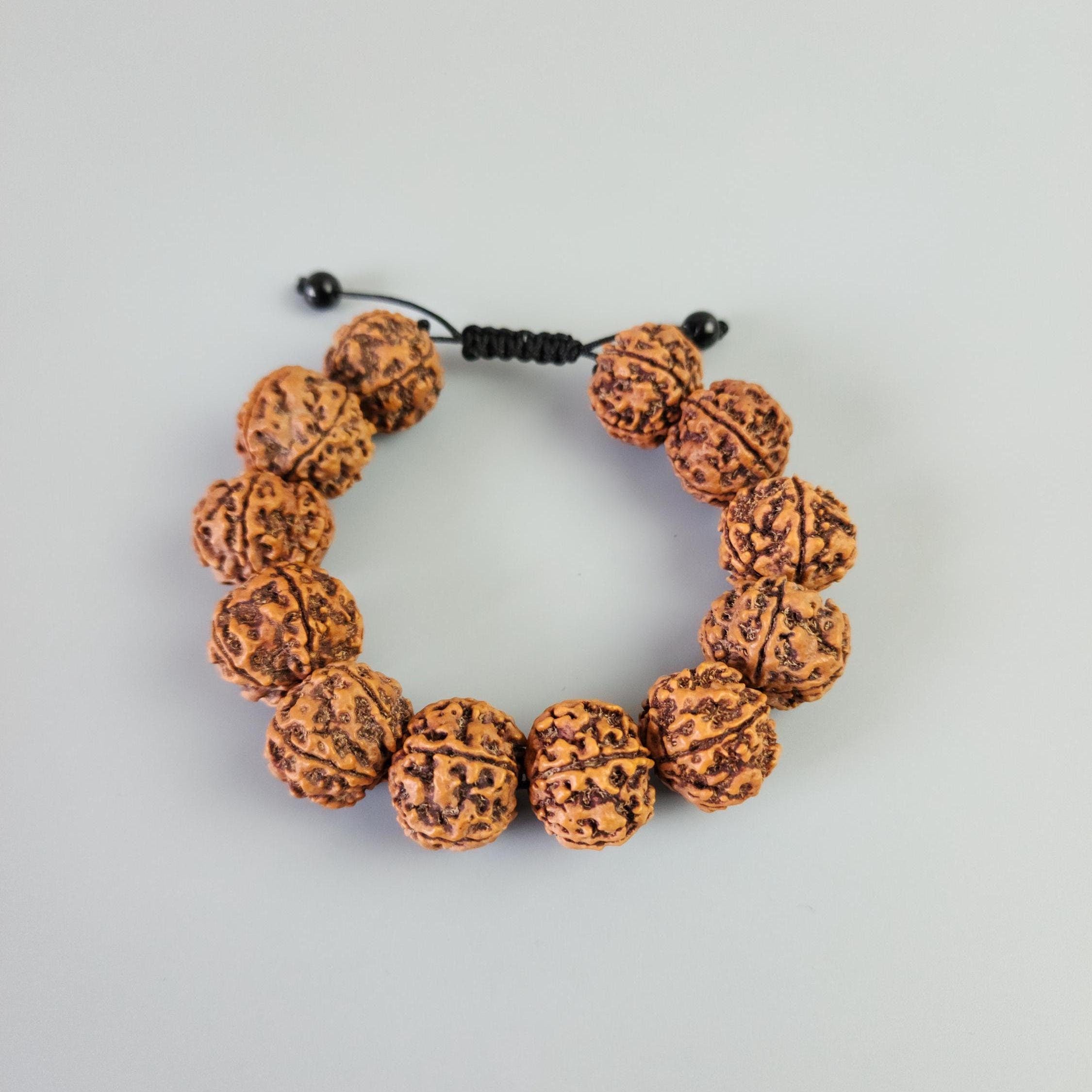 Rudraksha Extra Large 25mm 5 Mukhi Bracelet From Nepal, Premium Natural Nepalese Rudraksha Seeds