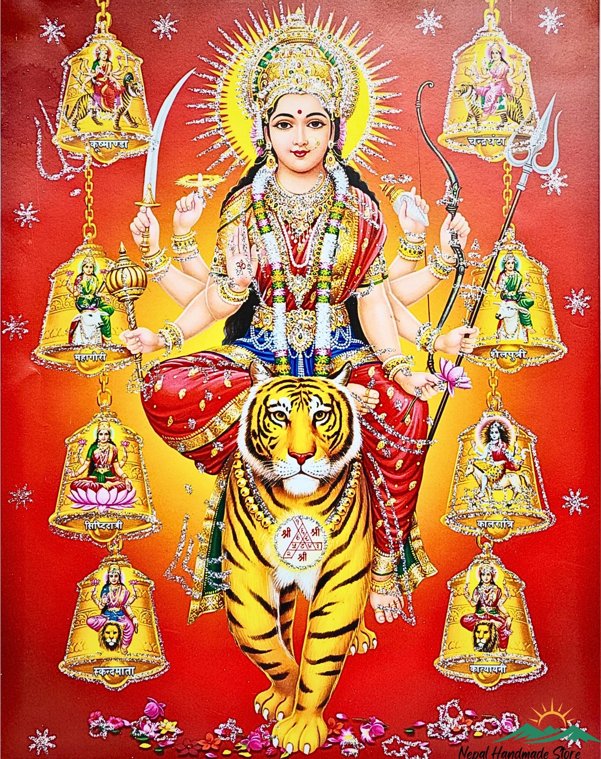 Ma Durga Digital Art Print: Diwali Goddess Poster (300dpi)