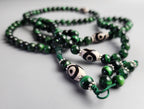 Green Tiger Eye Mala: Tibetan Dzi Bead Necklace, Evil Eye Protection