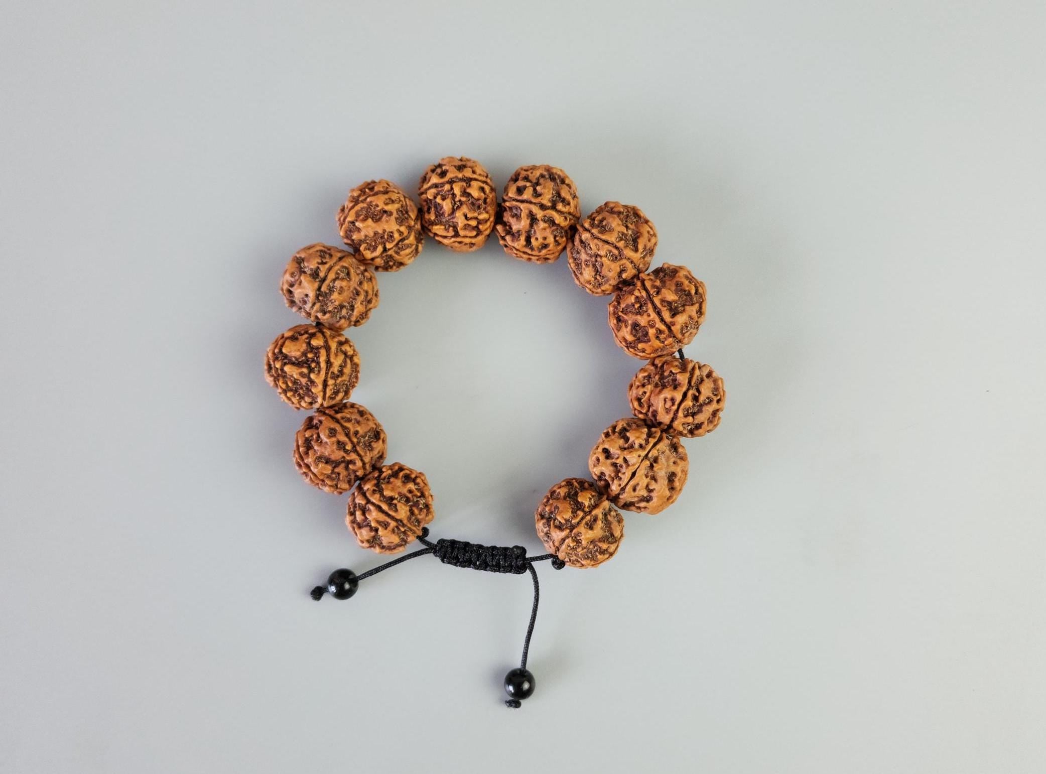 Rudraksha Extra Large 25mm 5 Mukhi Bracelet From Nepal, Premium Natural Nepalese Rudraksha Seeds