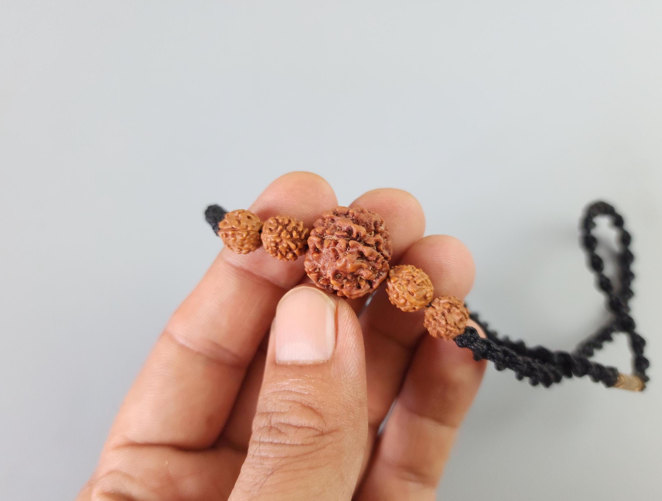 Minimalist Five Face Rudraksha Mala, Hand Knotted Necklace With Natural Nepalese Rudraksha, Large 22mm Beads