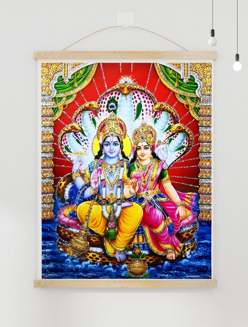 Laxmi Narayan Hindu God Poster: Shrine Decor Printable Art (Digital Download)