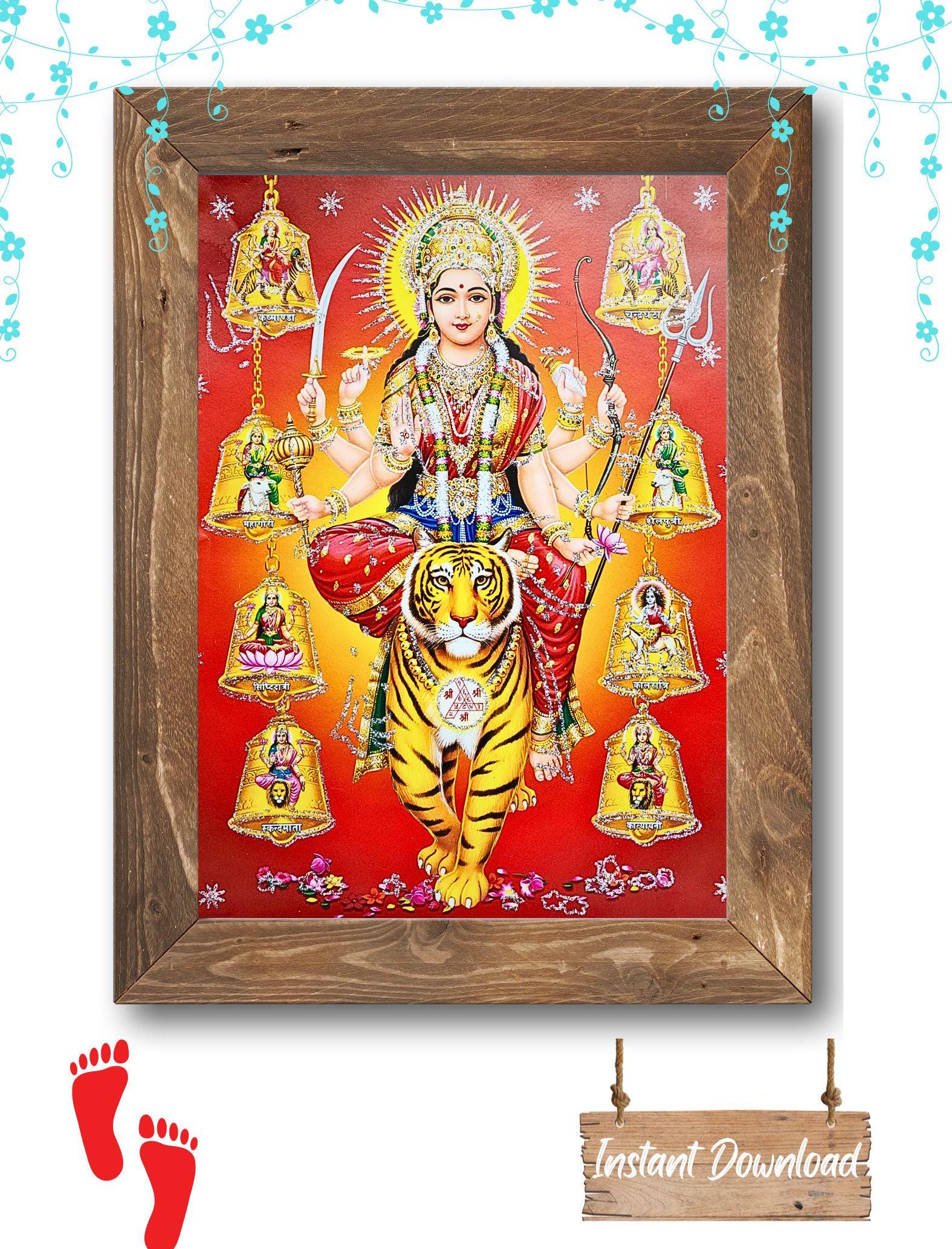 Ma Durga Digital Art Print: Diwali Goddess Poster (300dpi)