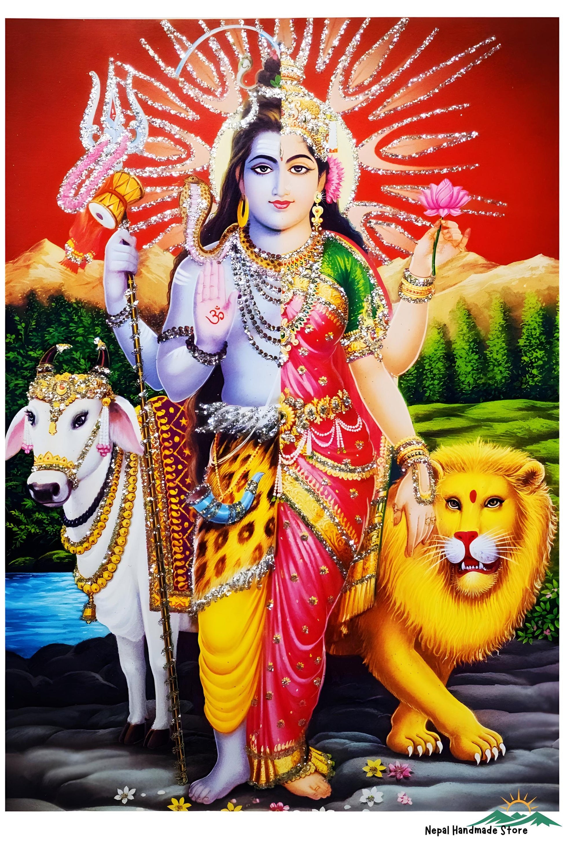 Ardhanarishvara Wall Poster: Shiva Parvati Union (Digital Download)