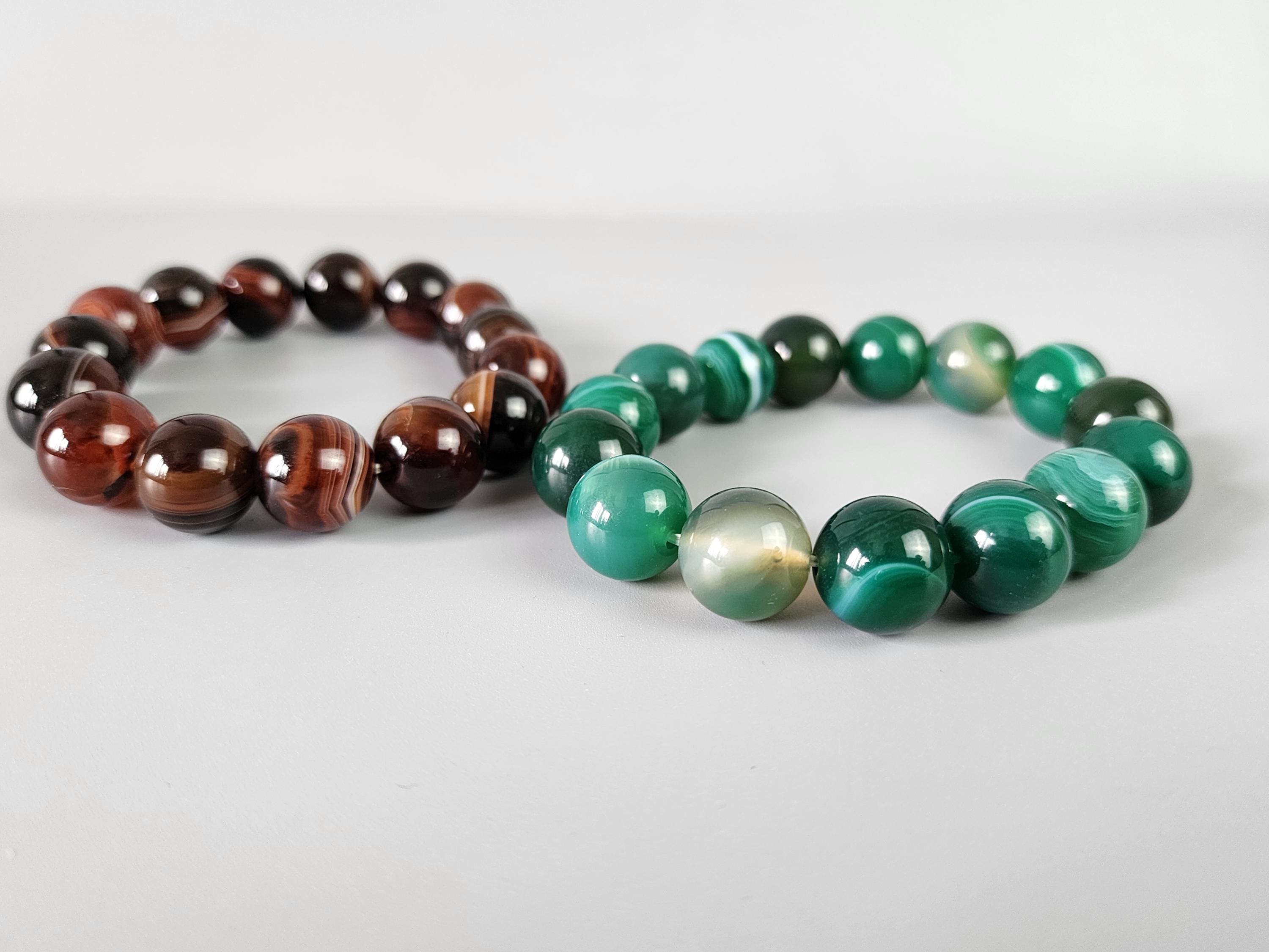 Banded Agate Bracelet Set: Handmade Gemstone Jewelry