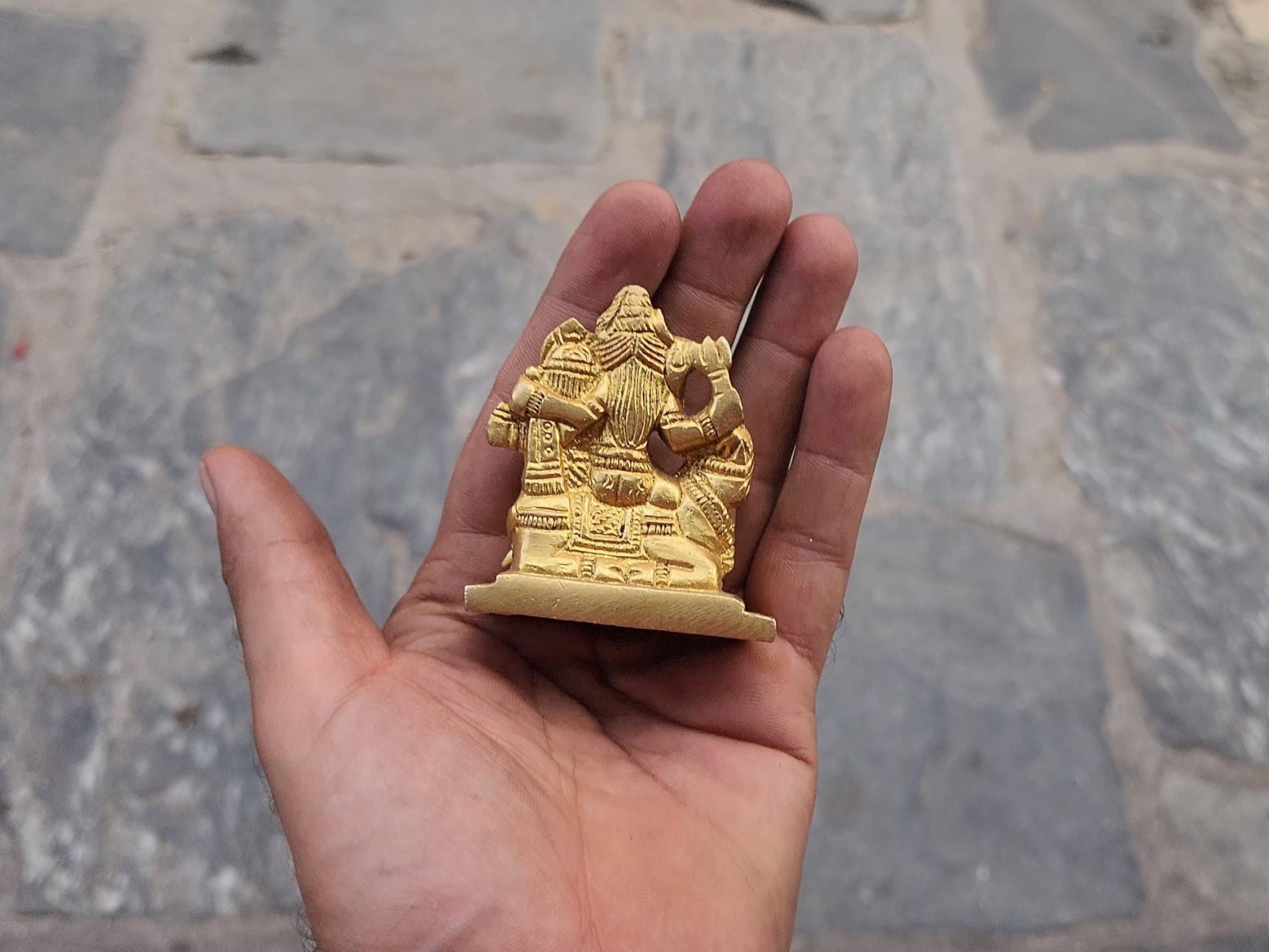 Brass Shiva Family Statue: Handmade Hindu Idol from Nepal