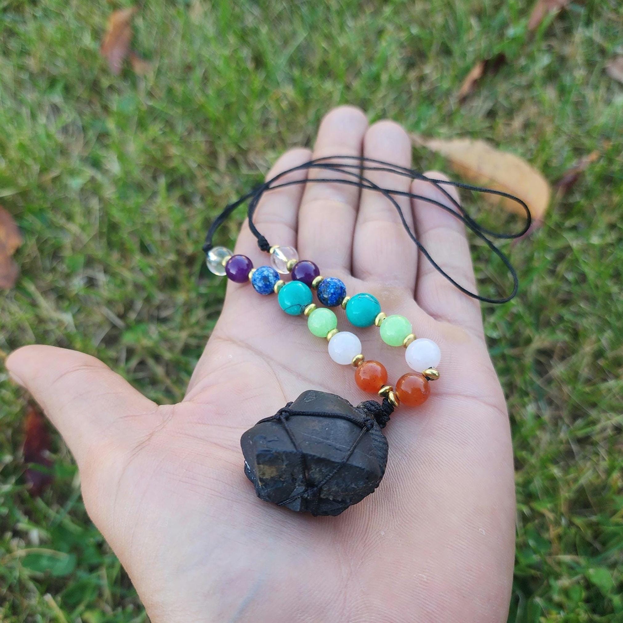 7 Chakra Shaligram Stone Mala: Sacred Healing Necklace