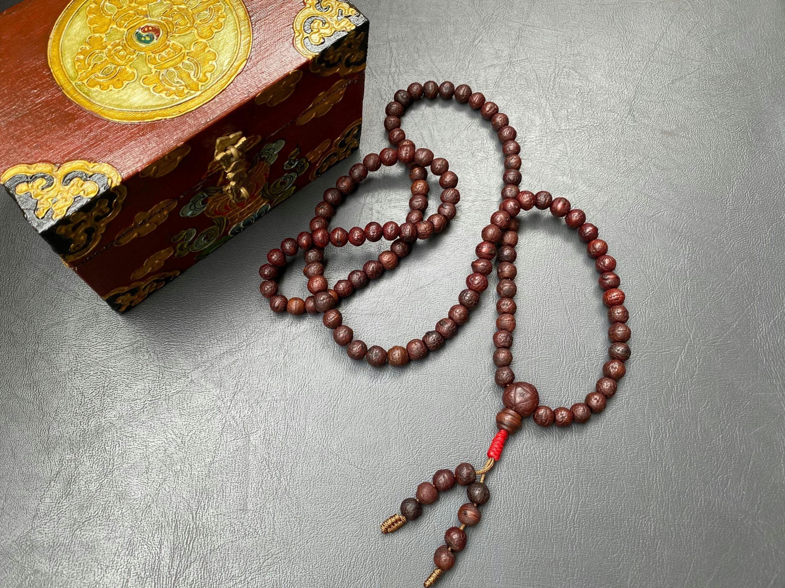 Extremely Rare Bodhi Seed Prayer Beads: Tibetan Buddha Japa Mala Necklace