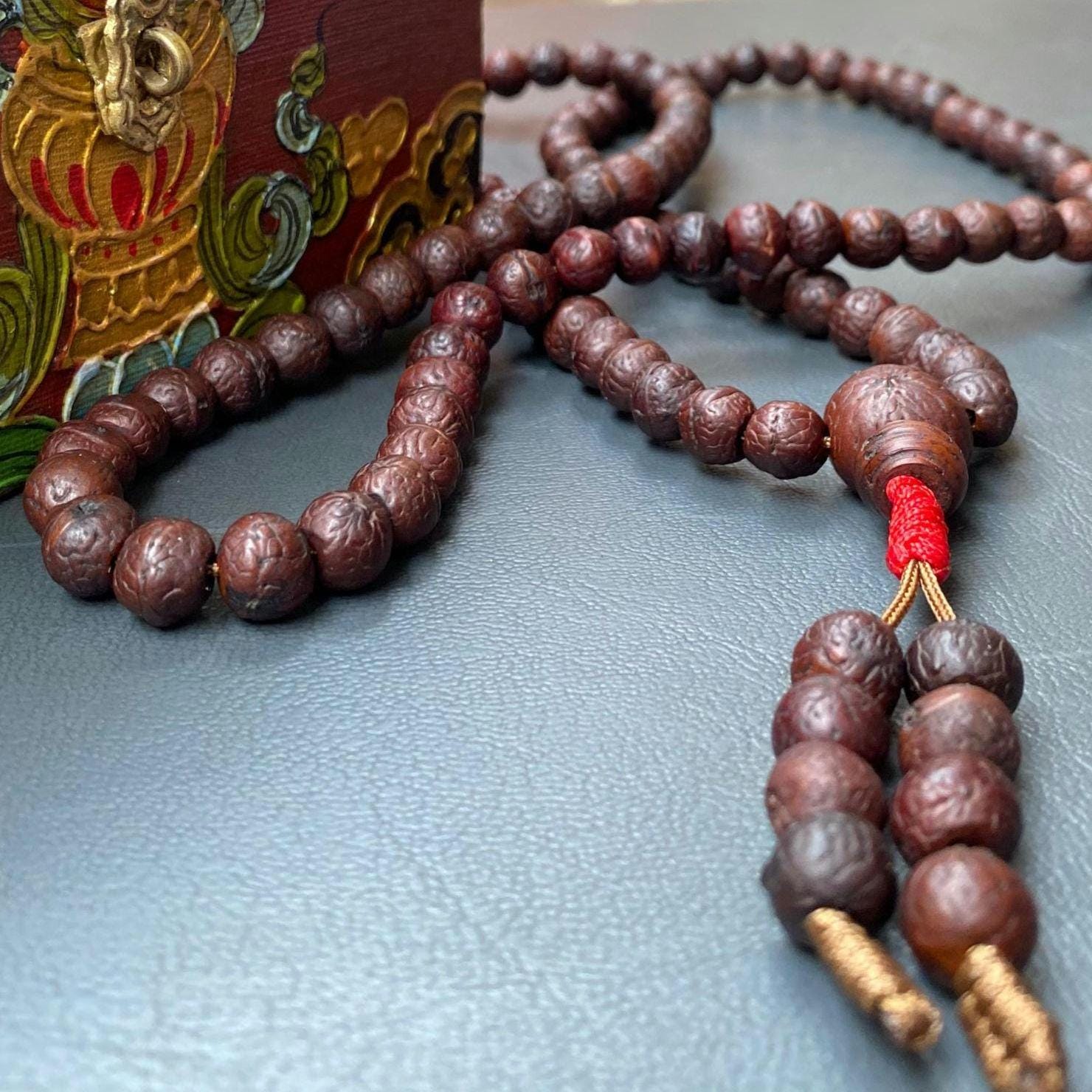 Extremely Rare Bodhi Seed Prayer Beads: Tibetan Buddha Japa Mala Necklace