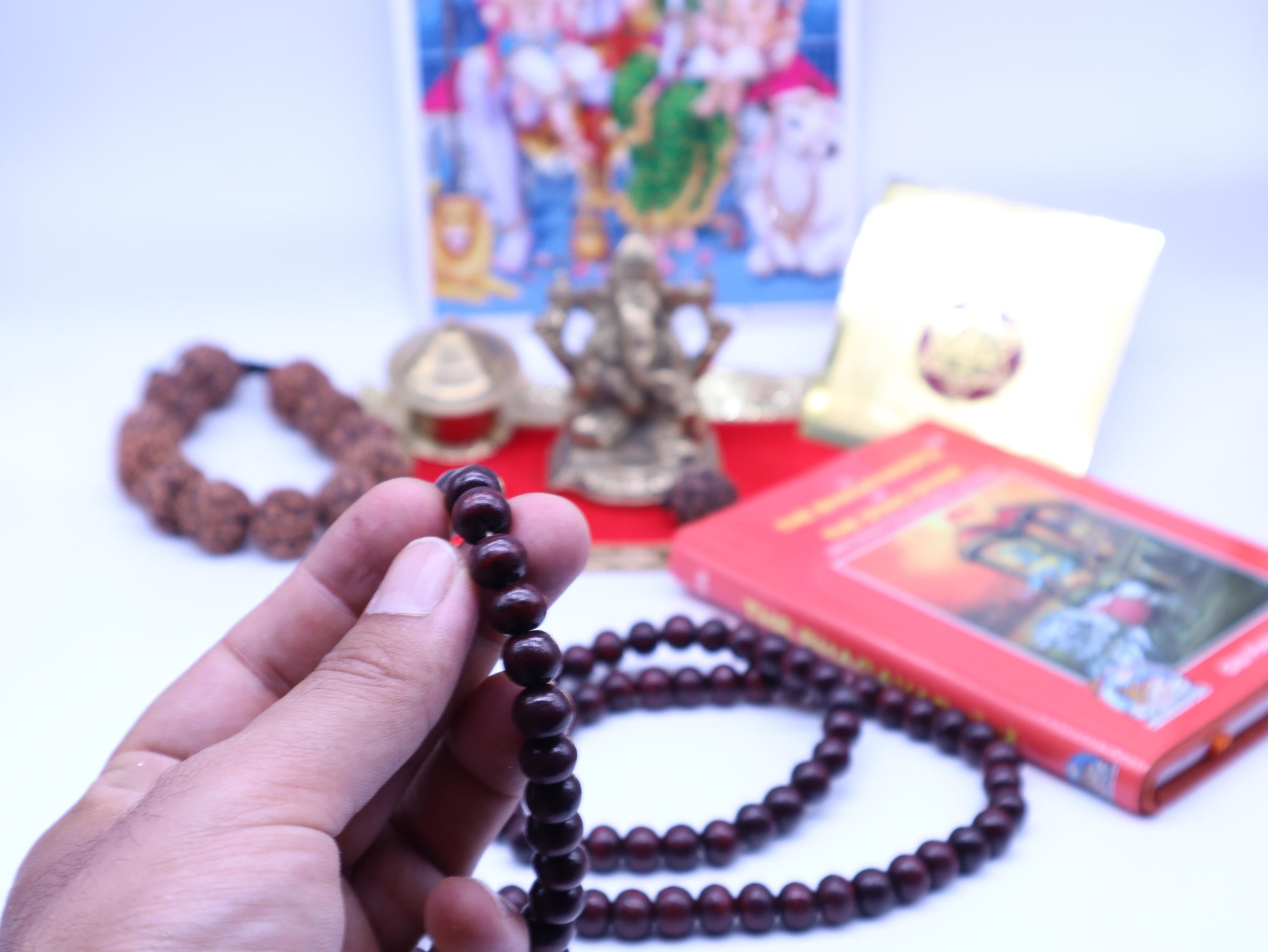 Om Ganesh Divine Gift Box: Brass Statue, Mala, Rudraksha - Handmade in Nepal
