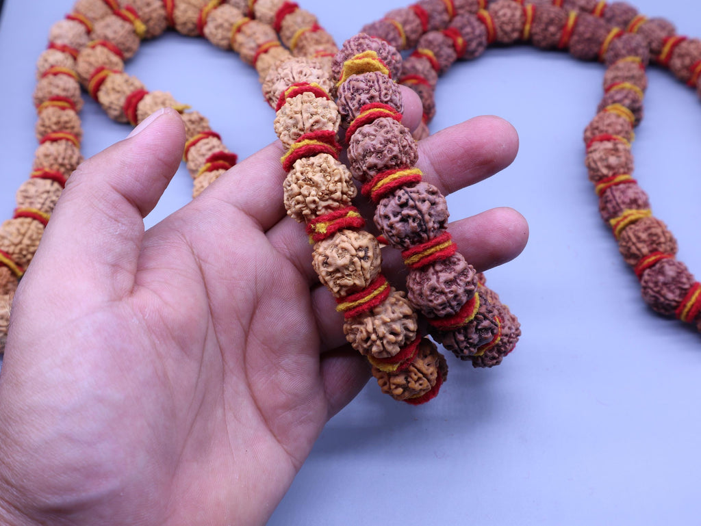 Large Rudraksha Beads Mala, Natural 5 Mukhi Nepalese Japa Mala 54 or 108 Beads