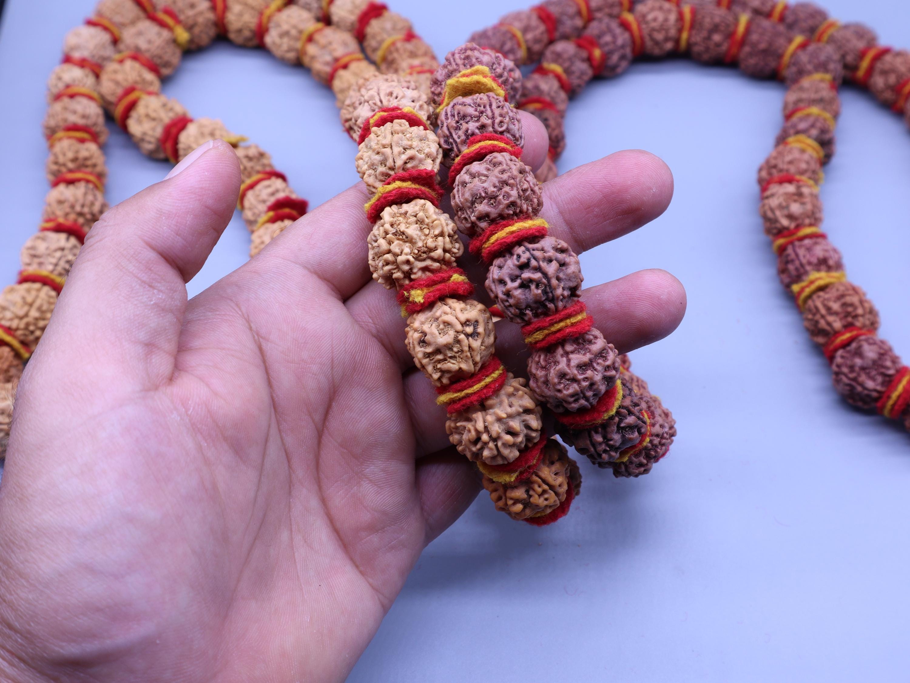 Large Rudraksha Beads Mala, Natural 5 Mukhi Nepalese Japa Mala 54 or 108 Beads