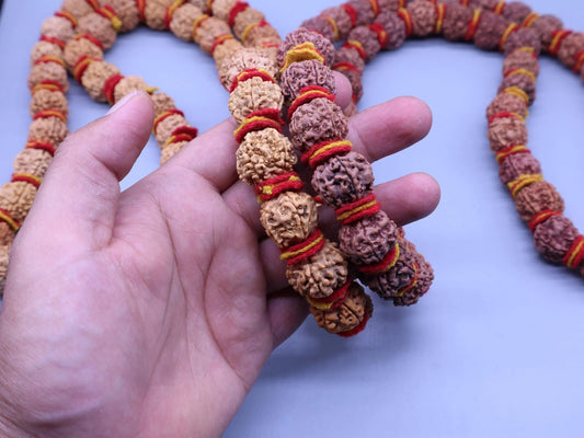 Large Rudraksha Beads Mala, Natural 5 Mukhi Nepalese Japa Mala 54 or 108 Beads