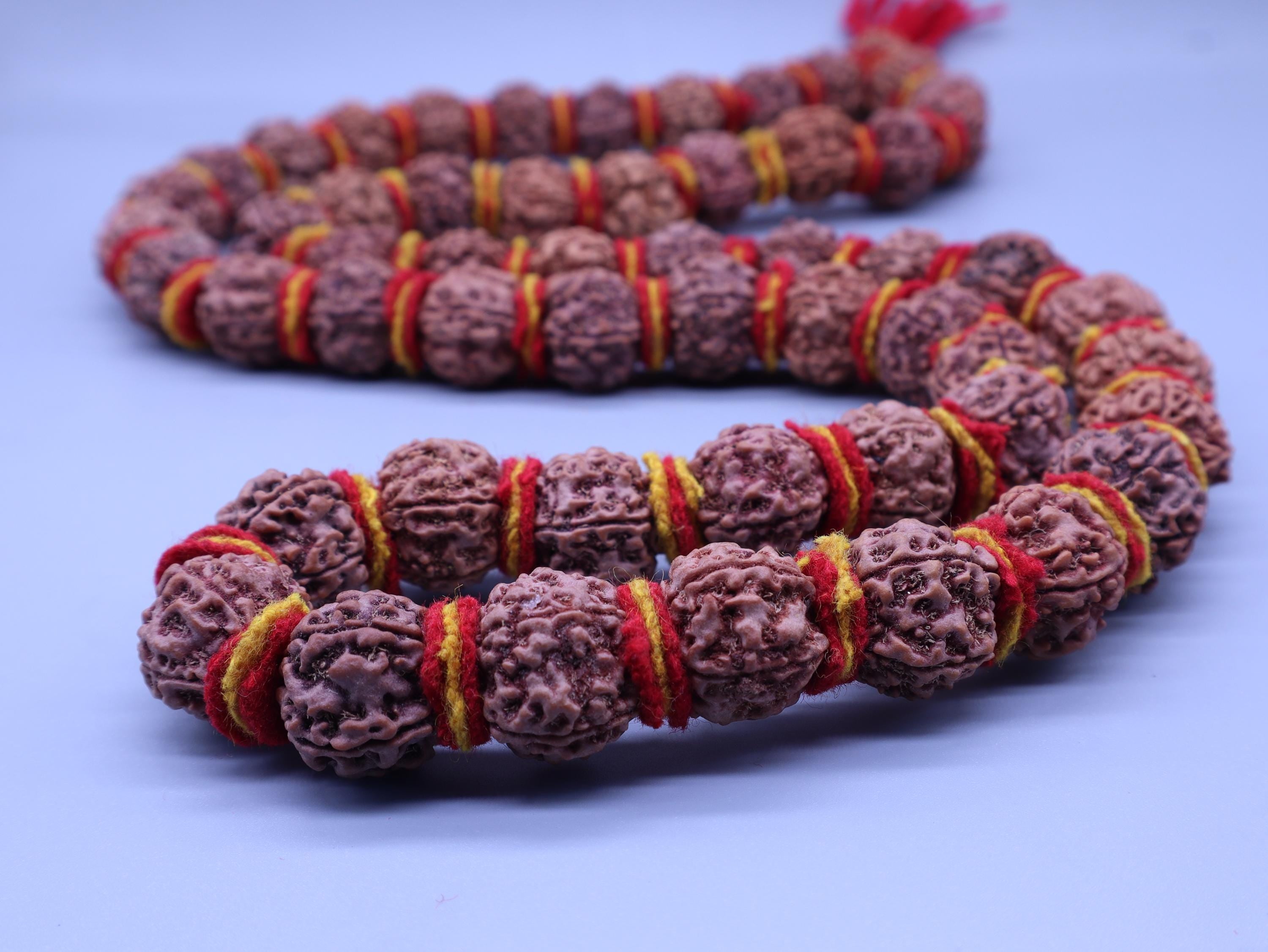 Large Rudraksha Bead Mala: 54 or 108 Beads, Natural Nepal Necklace