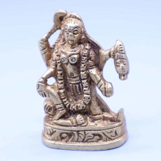 Om Kali Sacred Gift Box: Brass Statue, Rudraksha Rosary, Skull Necklace