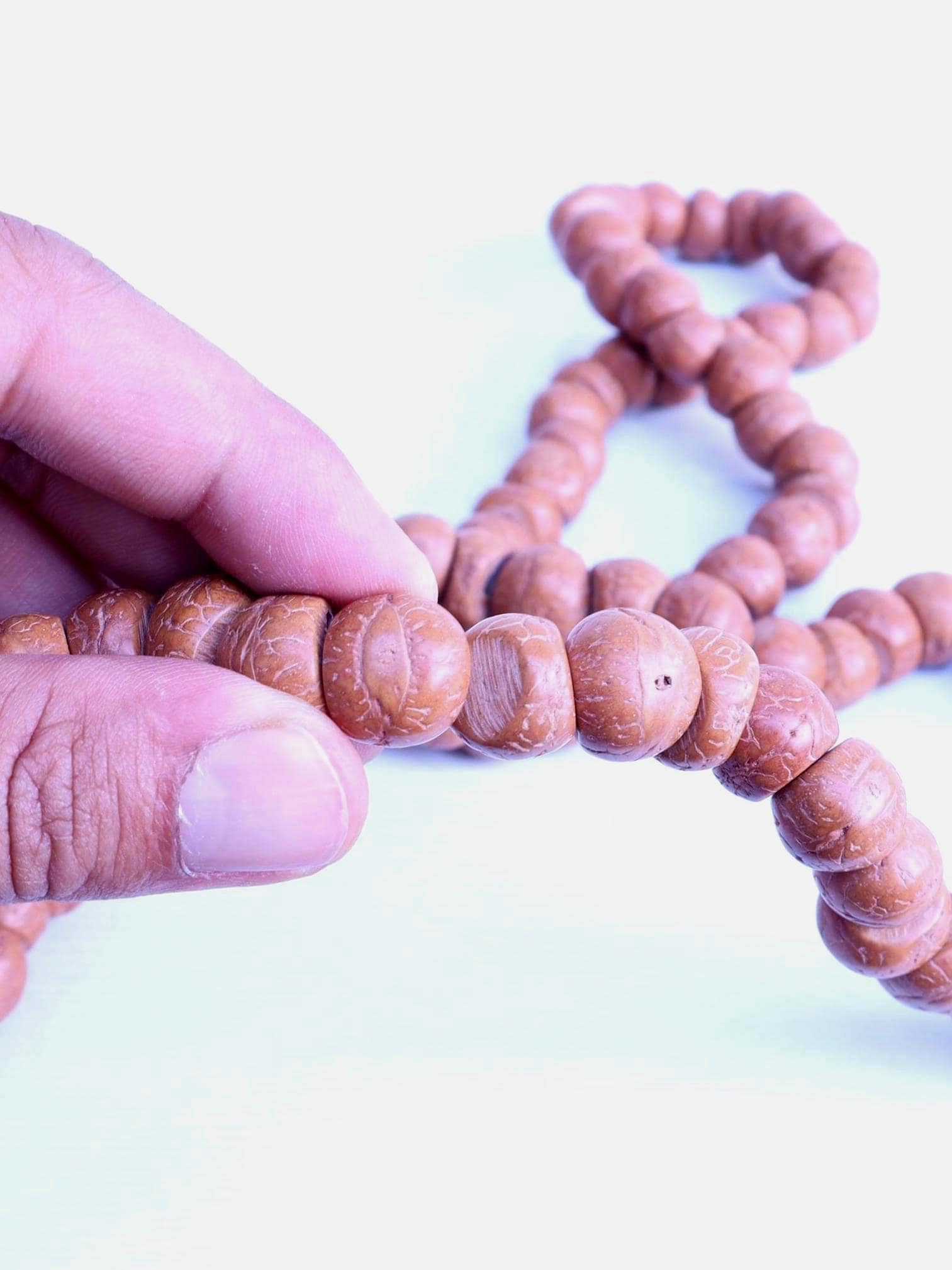 Bodhi Seed Mala: Hand-Rubbed Phoenix Eye Prayer Beads, Nepal