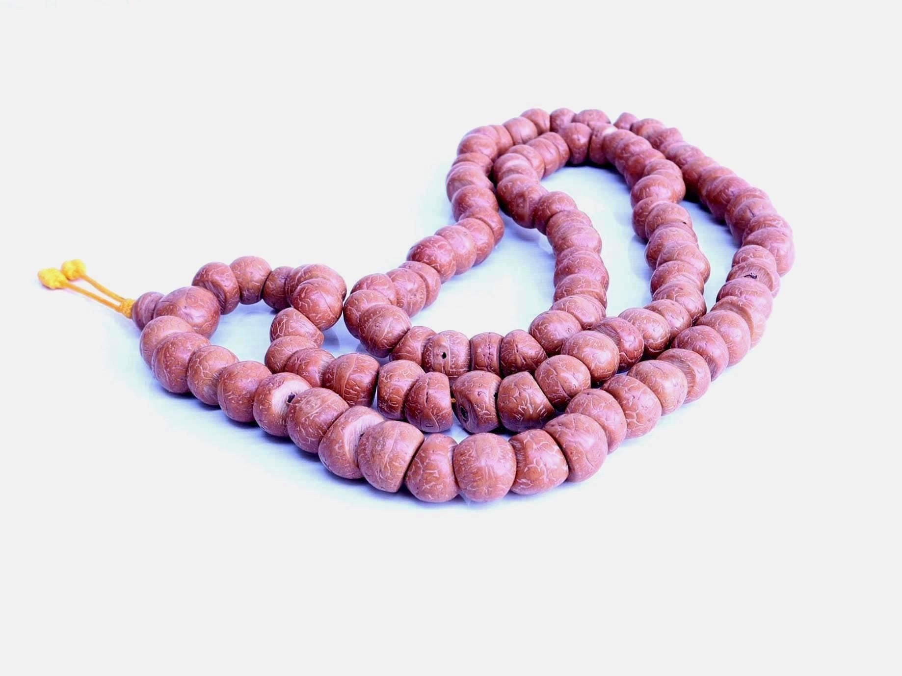 Bodhi Seed Mala: Hand-Rubbed Phoenix Eye Prayer Beads, Nepal