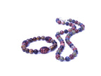Hand Knotted Gemstone Necklace and Bracelet Set: Lava & Dzi Beads