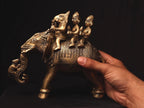 Antique Brass Ganesh Statue: Riddhi Siddhi, Handmade Nepal Idol