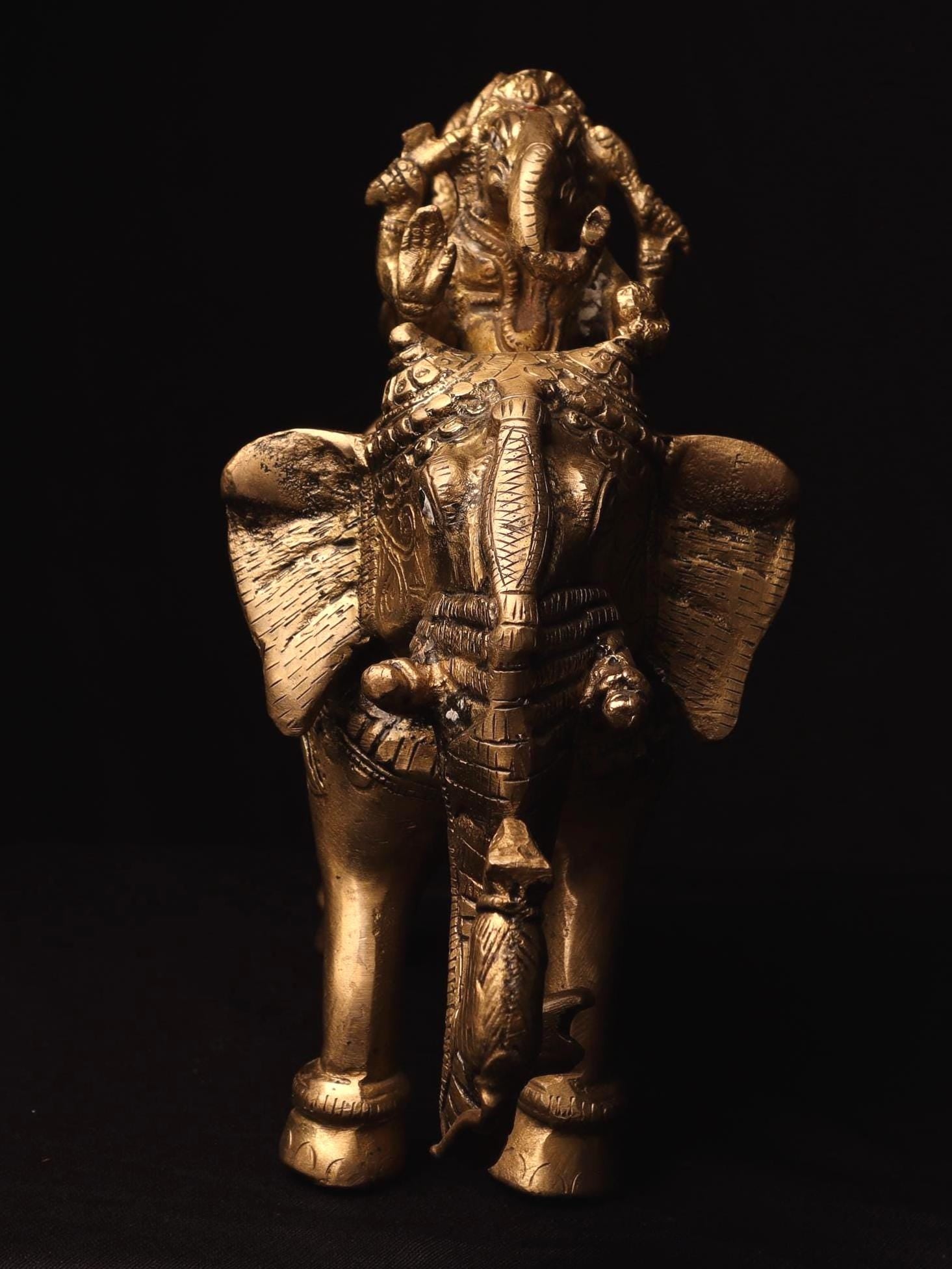 Antique Brass Ganesh Statue: Riddhi Siddhi, Handmade Nepal Idol