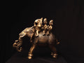 Antique Brass Ganesh Statue: Riddhi Siddhi, Handmade Nepal Idol