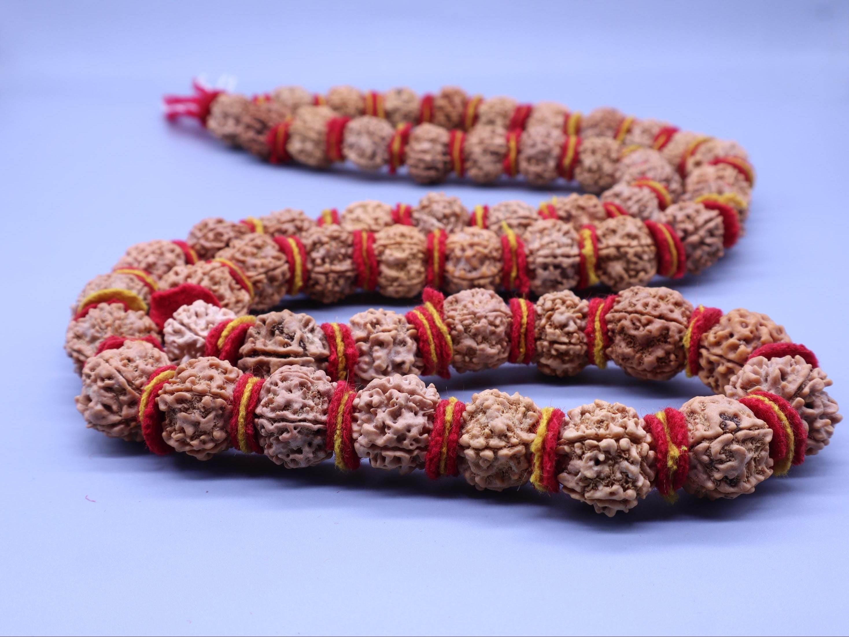 Large Rudraksha Beads Mala, Natural 5 Mukhi Nepalese Japa Mala 54 or 108 Beads