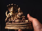 Handmade Brass Laxmi Narayan Statue: Hindu Temple Decor