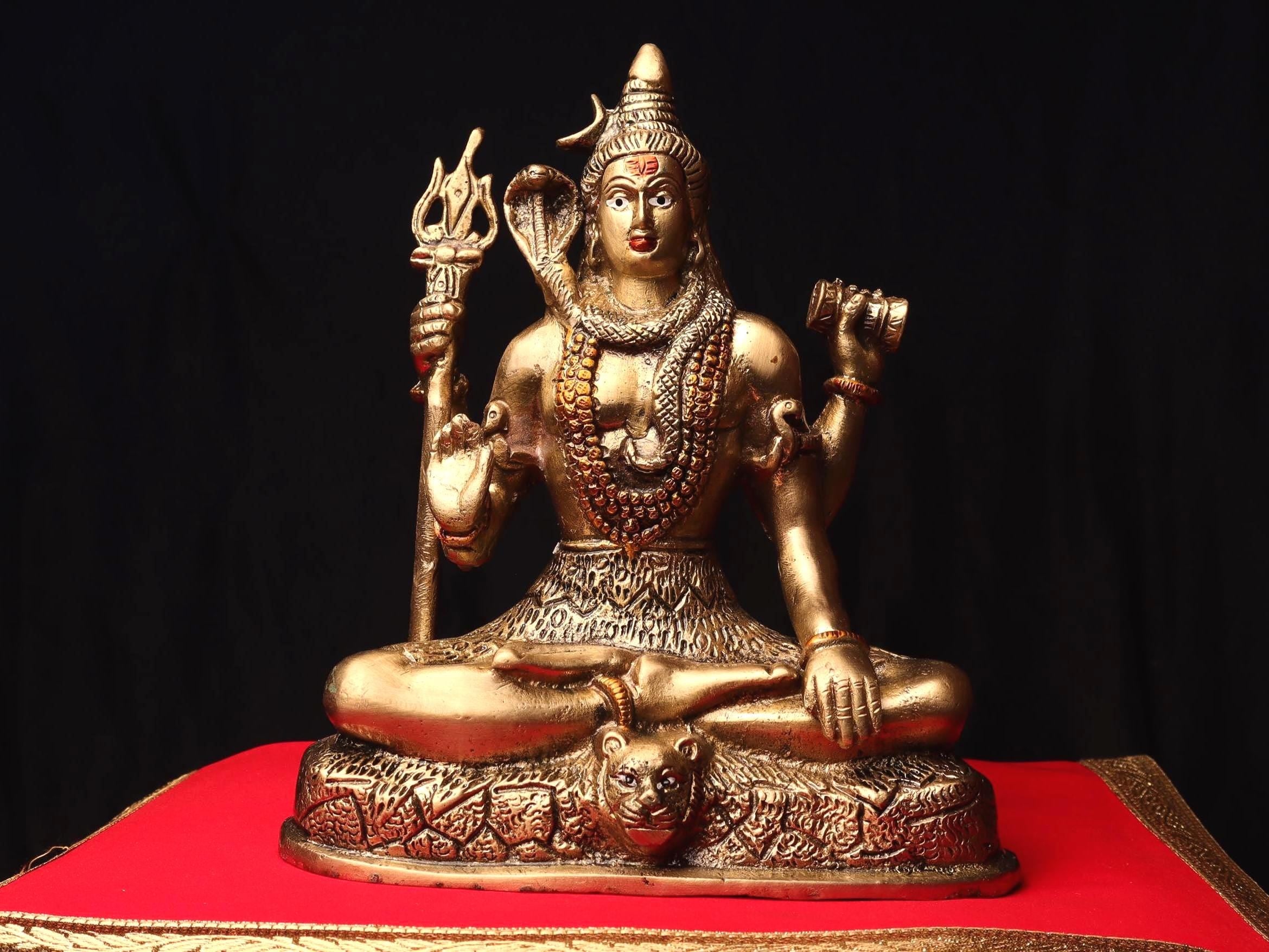 Handmade Brass Shiva Statue: Meditating Lord of Yoga