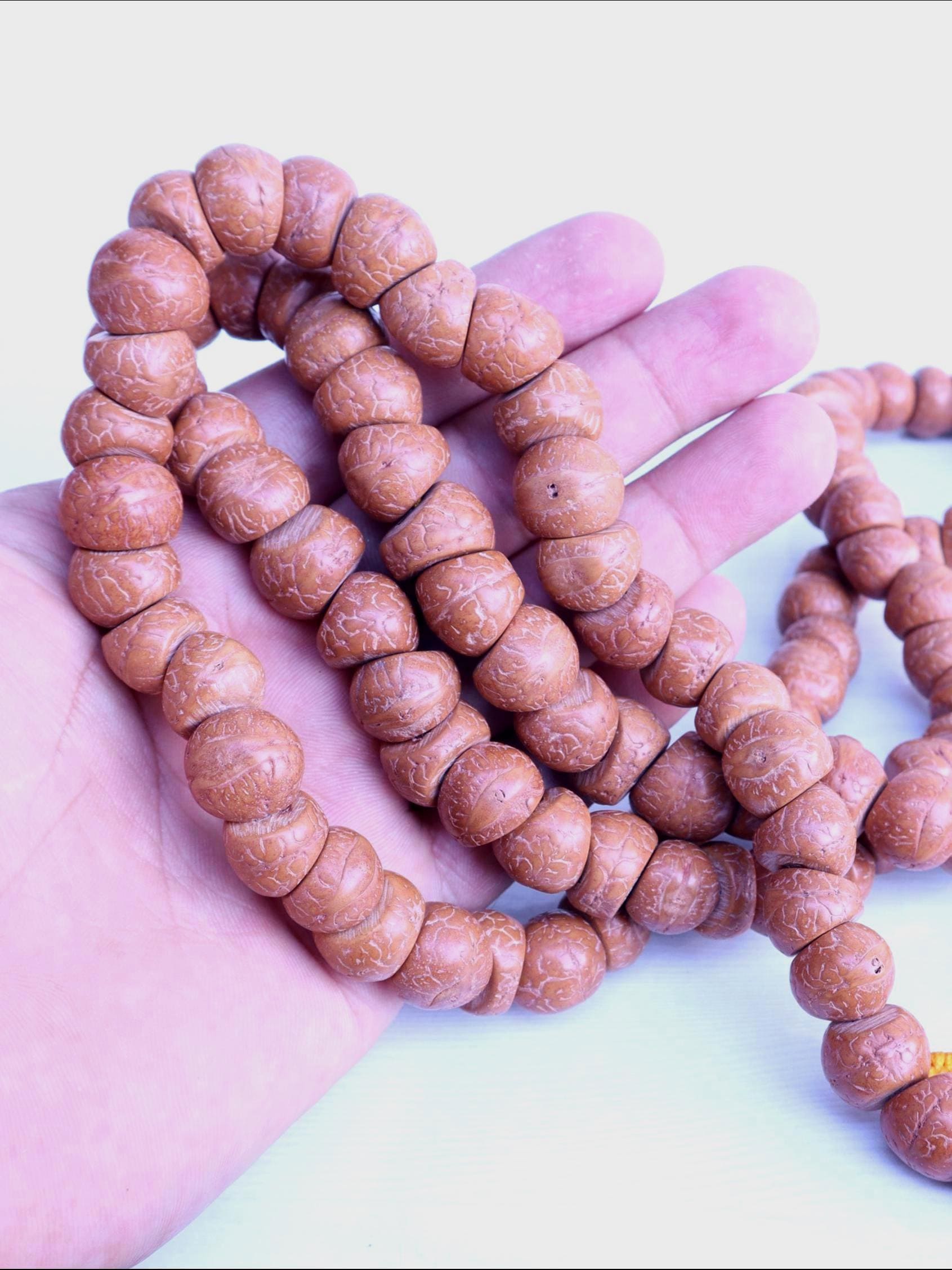 Bodhi Seed Mala: Hand-Rubbed Phoenix Eye Prayer Beads, Nepal