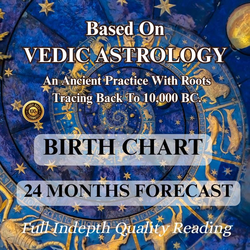 Vedic Astrology Birth Chart Reading: 2-Year Forecast (PDF Report